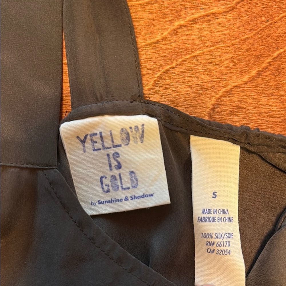 Yellow is Gold Black Silk Top